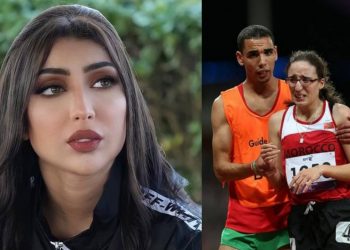 بطريقتها الخاصة دنيا بطمة تدعم العداءة مريم بسبب غياب مرافق لها خلال سباق الماراتون (صورة)