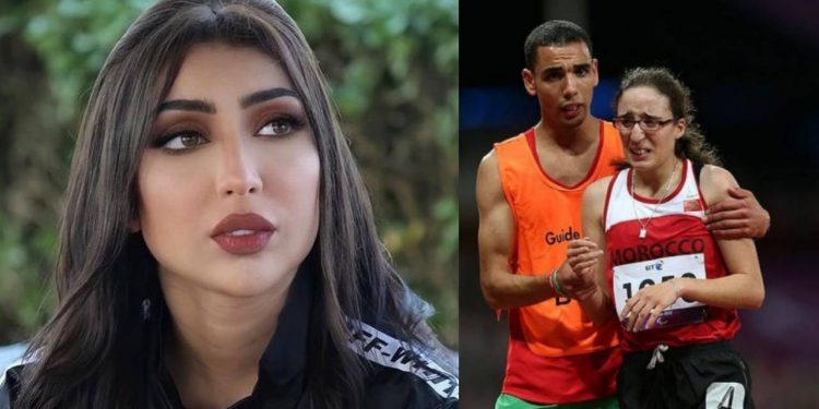 بطريقتها الخاصة دنيا بطمة تدعم العداءة مريم بسبب غياب مرافق لها خلال سباق الماراتون (صورة)