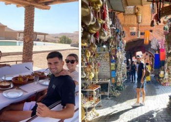 إبن  زيدان  بمدينة مراكش رفقة صديقته