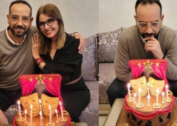 بهذه الطريقة٠٠احتفلت فاطمة خير بعيد ميلاد زوجها (صور)