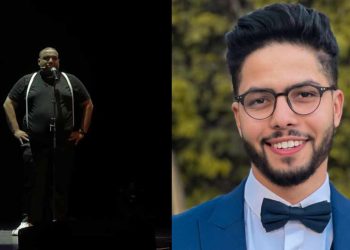 أمين العوني يساند الزوبير هلال في أول عرض كوميدي له٠٠صورة