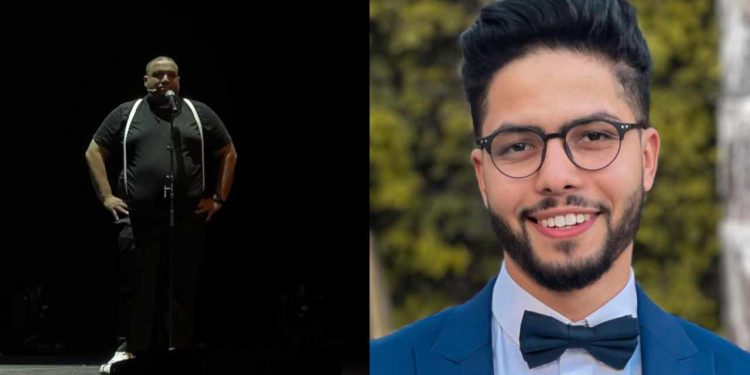 أمين العوني يساند الزوبير هلال في أول عرض كوميدي له٠٠صورة
